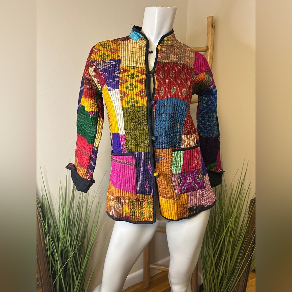 Mexicali Blues Quilted Patchwork Jacket Medium Az… - image 1